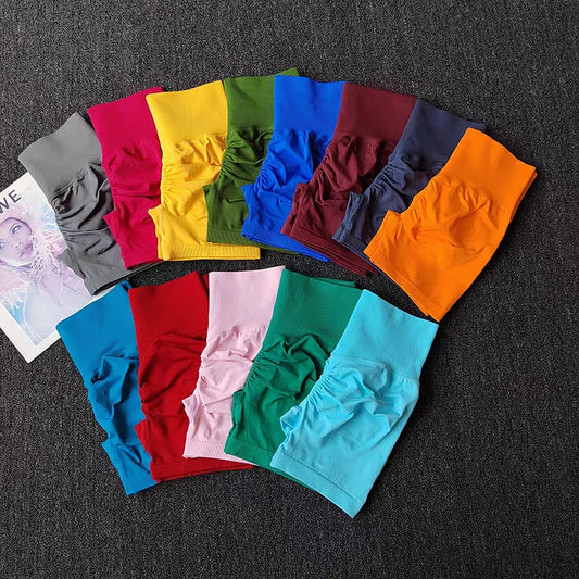 Women's High-Waist Yoga Shorts – Seamless Fitness & Running