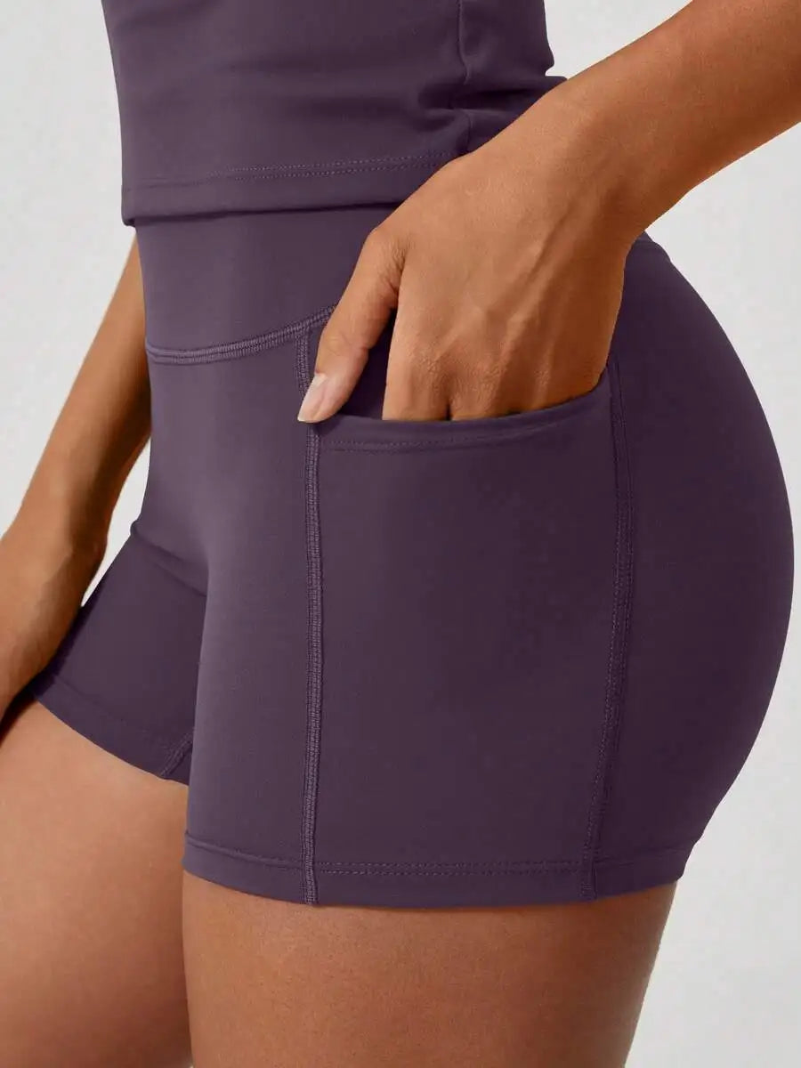 Women's 2-Piece Crop Top & High-Waist Tummy Control Shorts Set