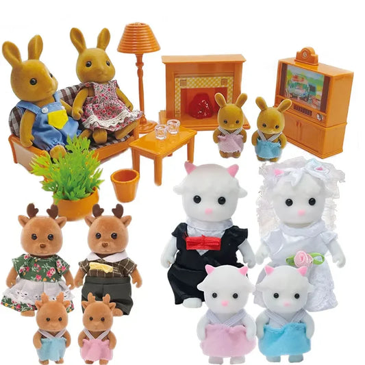 Animal Family Dollhouse Figures – Simulation Forest Animal Toy Set