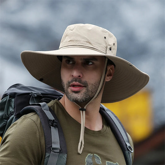 Outdoor Sun Hat – Wide Brim Mesh Bucket Cap for Men