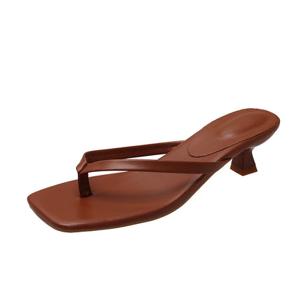 Women's Clip Toe Heeled Slides – Chic Low Heel Dress Slippers