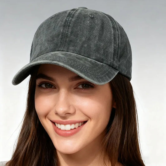 Retro Denim Baseball Cap – Solid Color Adjustable Sun Hat