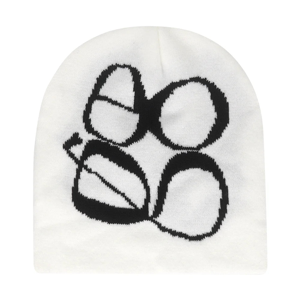 Y2K Letter Print Knit Beanie Hat – Unisex Winter Cap