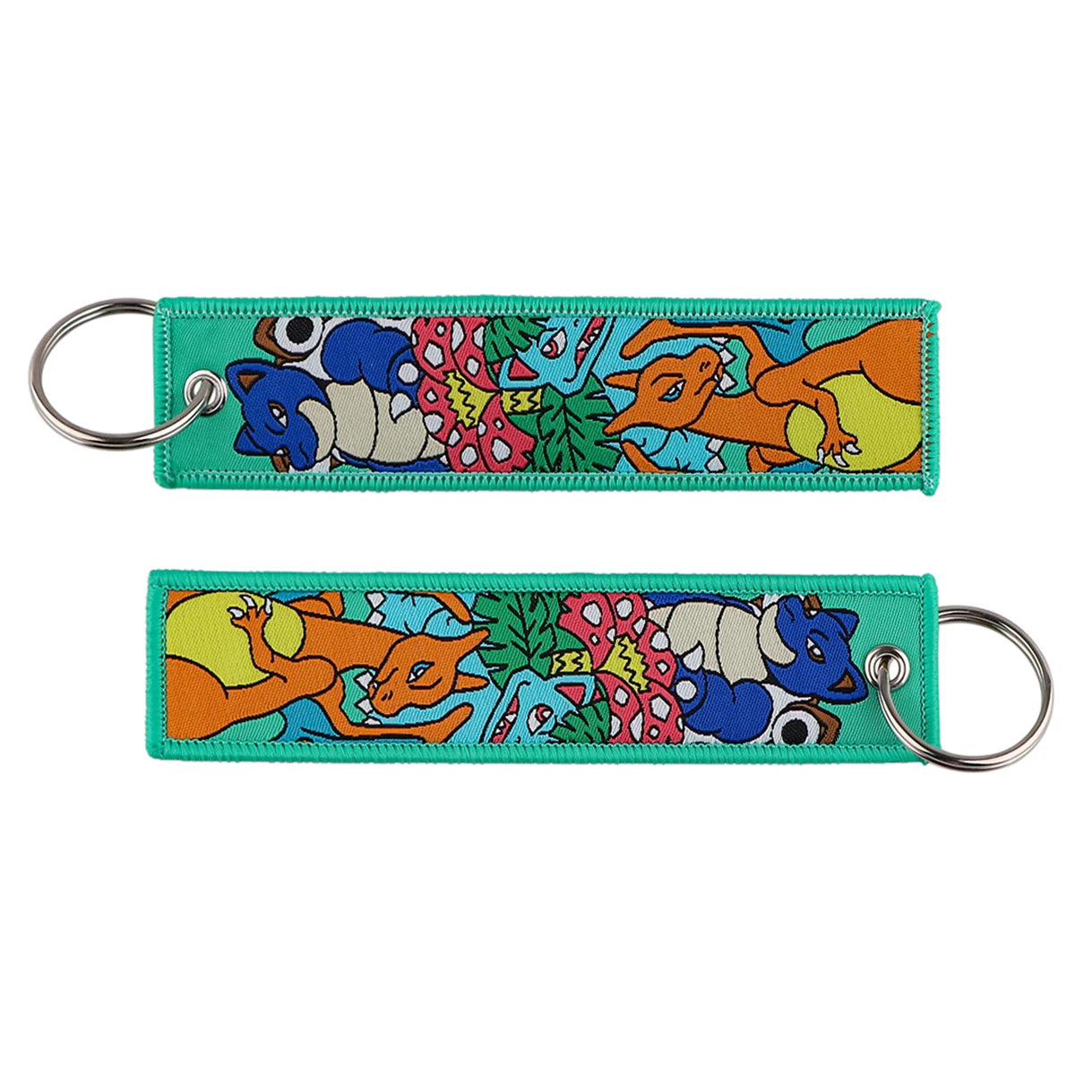 Anime Embroidered Jet Tag Keychain – Cute Cartoon Key Ring