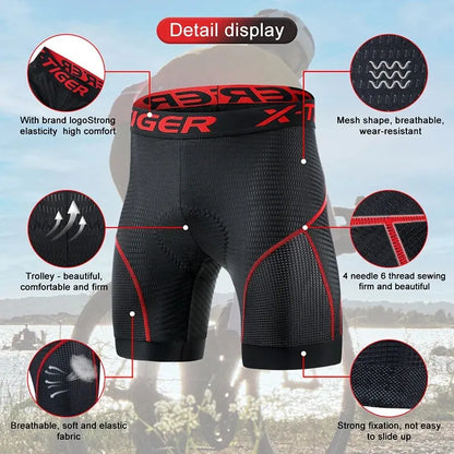 X-Tiger Cycling Underwear Shorts – Gel Pad & Breathable Mesh