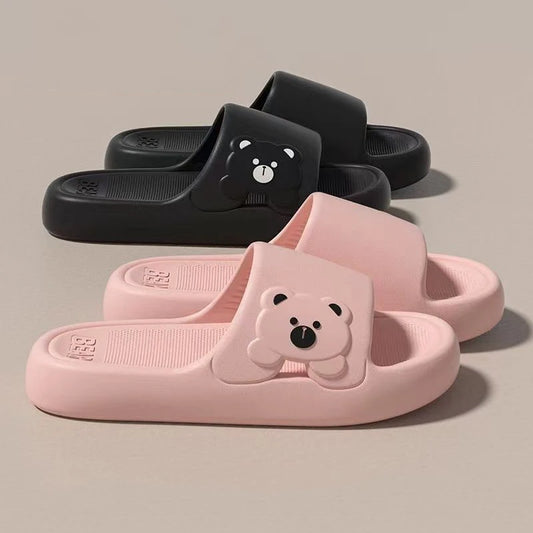 Cartoon Bear Indoor Slippers Women – Soft EVA Slides
