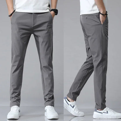 Men's Slim Stretch Casual Pants – Lightweight Summer Golf Trousers