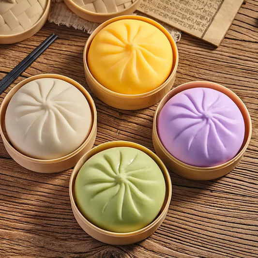 Dumpling Squishy Stress Ball – Fidget Sensory Toy with Steamer