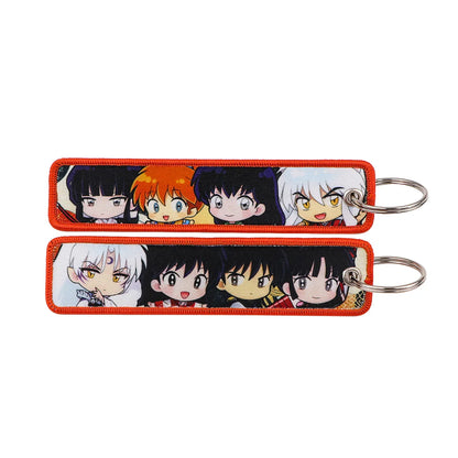 Anime Embroidery Keychain Tag – Cartoon Character Key Ring for Motorcycle, Car & Backpack