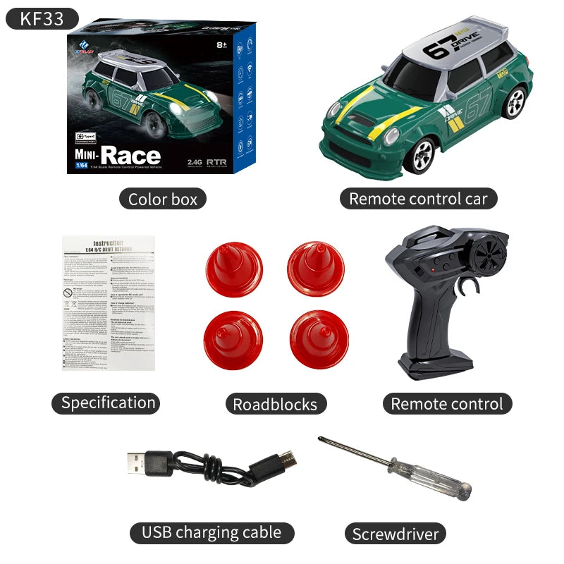 1:64 Drift RC Car – KF20/KF33 Remote Control Racing Toy