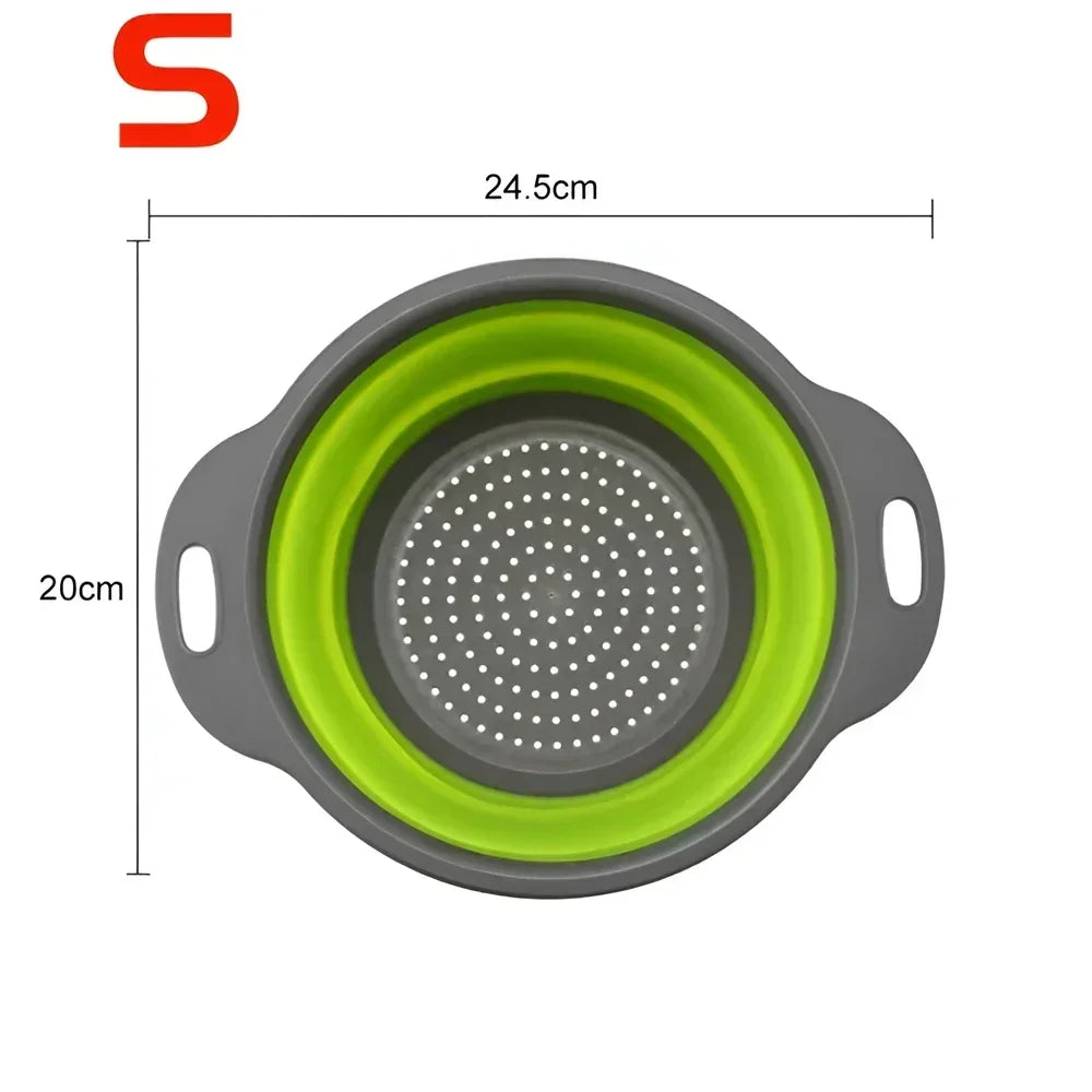Collapsible Silicone Colander – Foldable Kitchen Strainer Basket