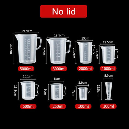 Clear Plastic Graduated Measuring Cup – Multiple Sizes with Lid Option