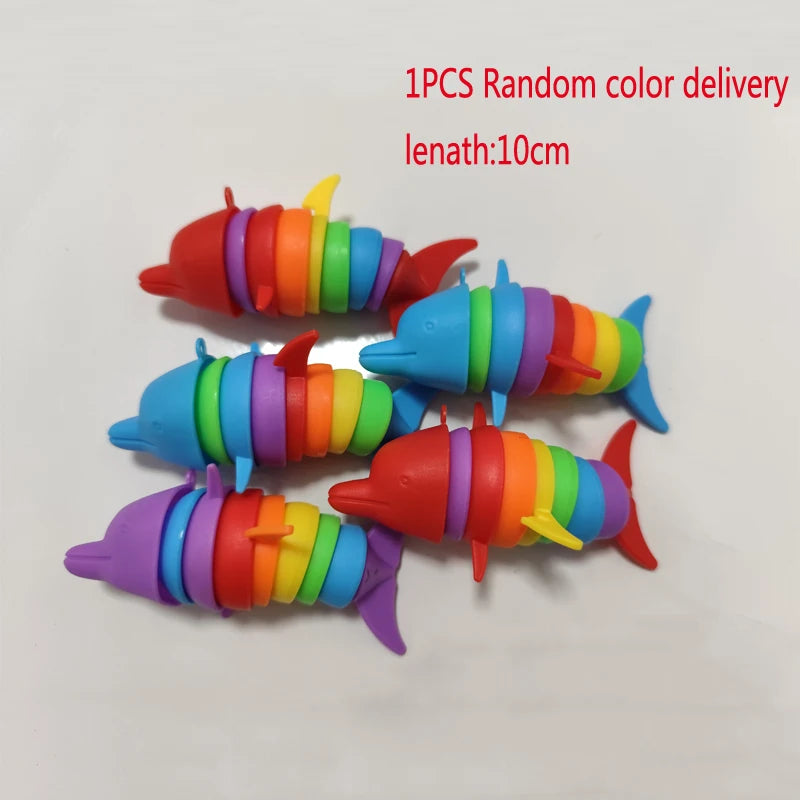 3D Slug Fidget Toy – Articulated Rainbow Caterpillar Sensory Toy