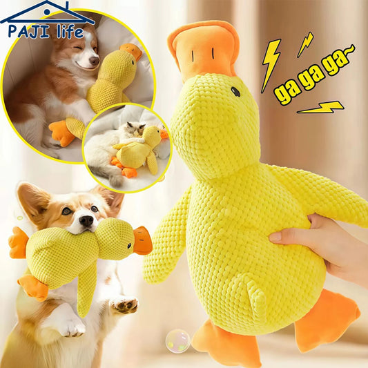 Squeaky Plush Duck Dog Toy – Chew-Resistant & Soft