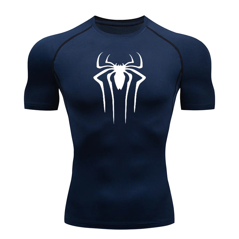 Men's Compression Short Sleeve Gym T-Shirt Spider Print