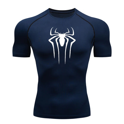Men's Compression Short Sleeve Gym T-Shirt Spider Print