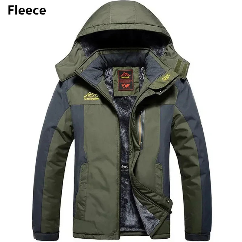 Men's Fleece-Lined Waterproof Hooded Winter Parka – Plus Size Up to 9XL
