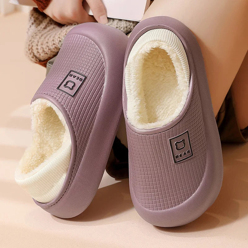 Waterproof Plush Cotton Slippers Non-Slip Thick Sole for Men & Women