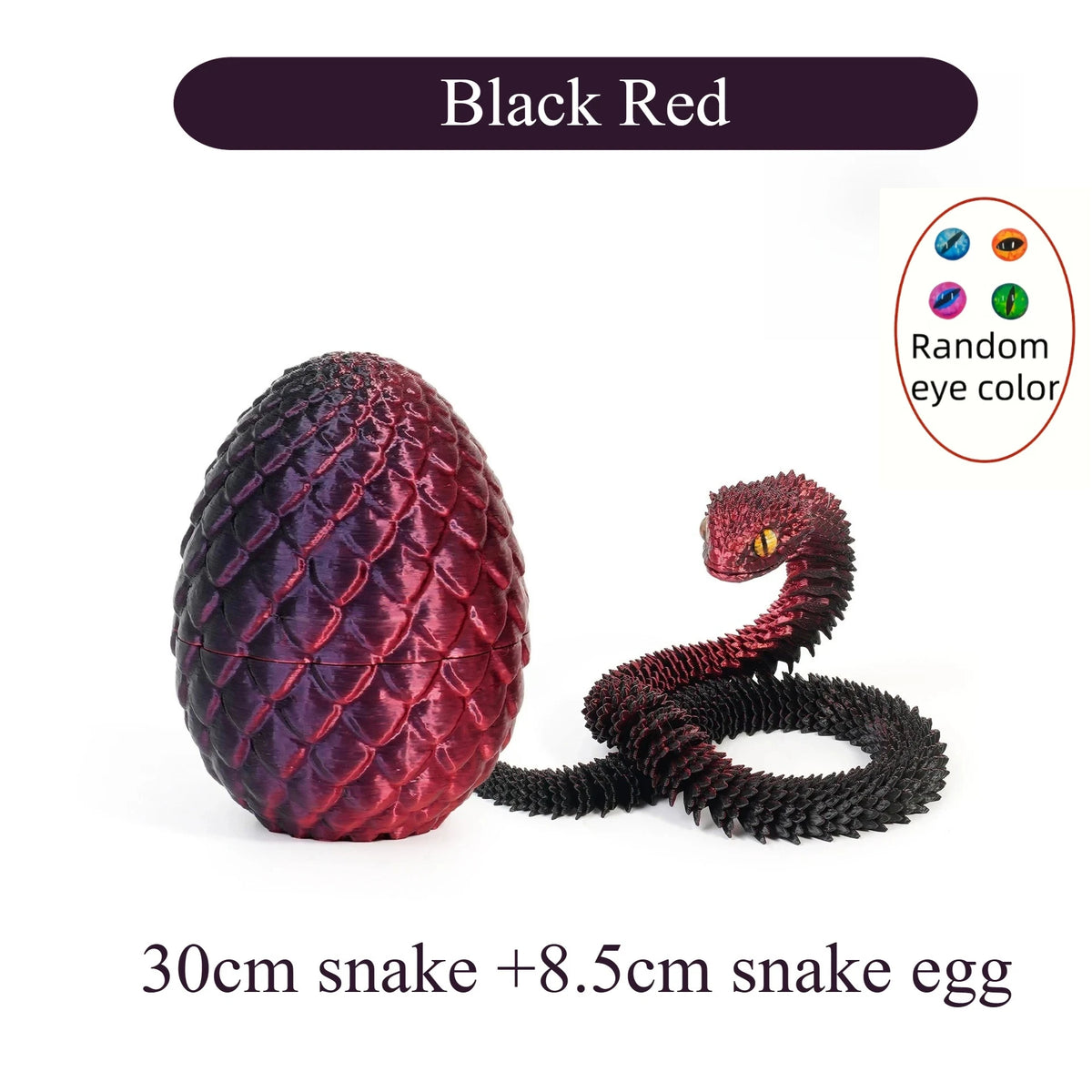 3D Printed Articulated Snake with Egg – Flexible Fidget Toy