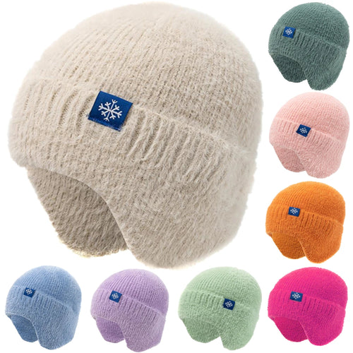 Earflap Beanie Hat – Women's Faux Fur Knit Winter Cap