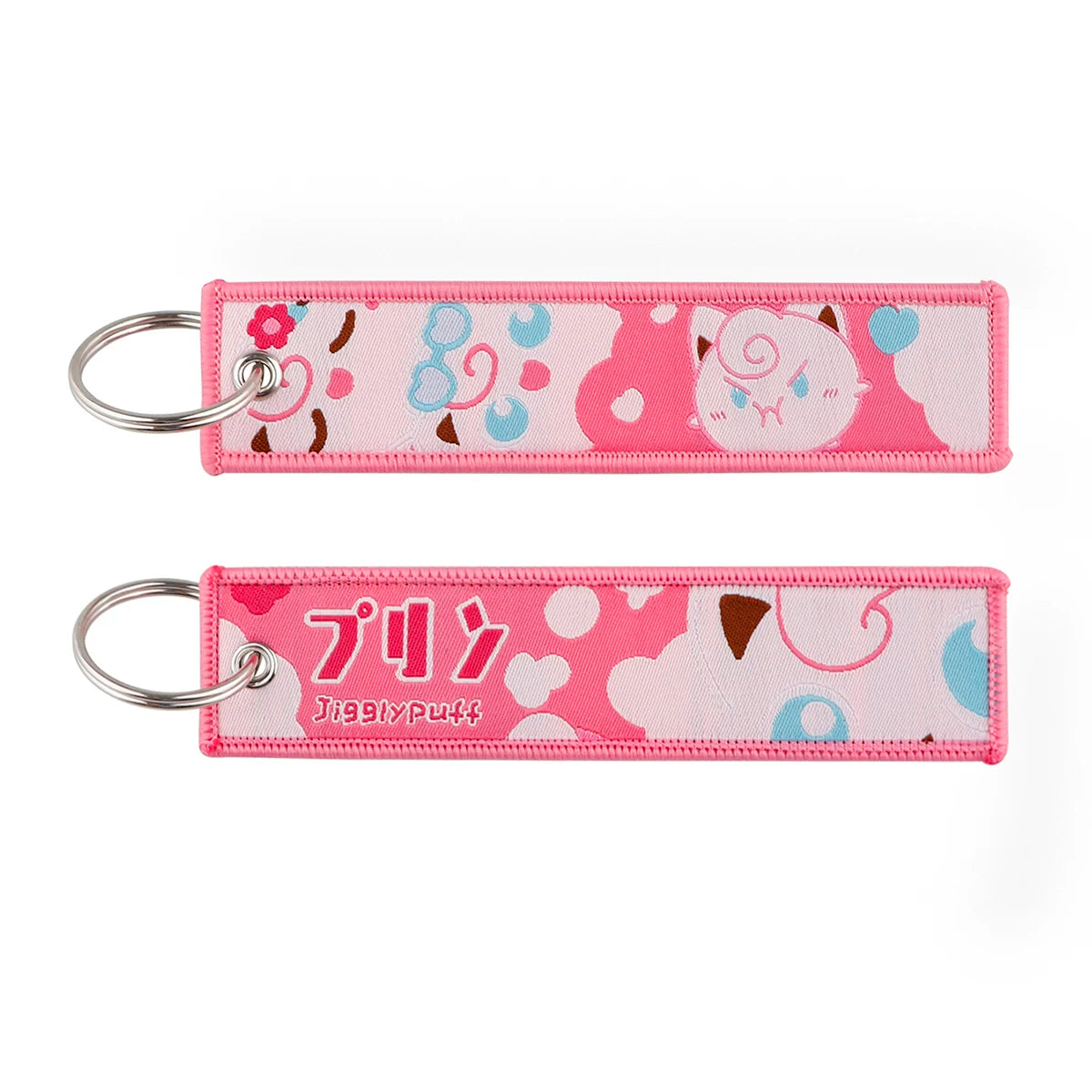 Anime Embroidered Jet Tag Keychain – Cute Cartoon Key Ring
