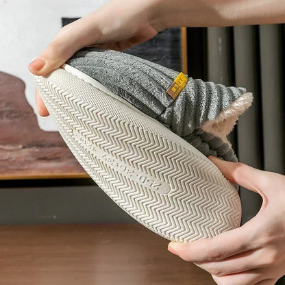Winter Plush Fur Slippers – Warm Corduroy Indoor Slides