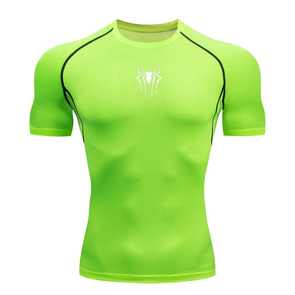 Men's Compression Short Sleeve Gym T-Shirt Spider Print