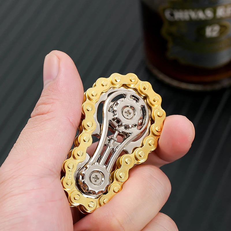 Metal Bike Chain Fidget Spinner – Gear Flywheel EDC Toy for Adults