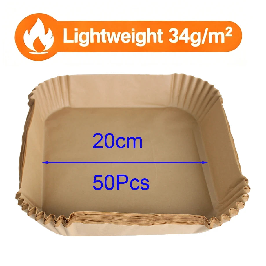 Square Air Fryer Disposable Paper Liners – BPA Free, 7.9" & 9.1"