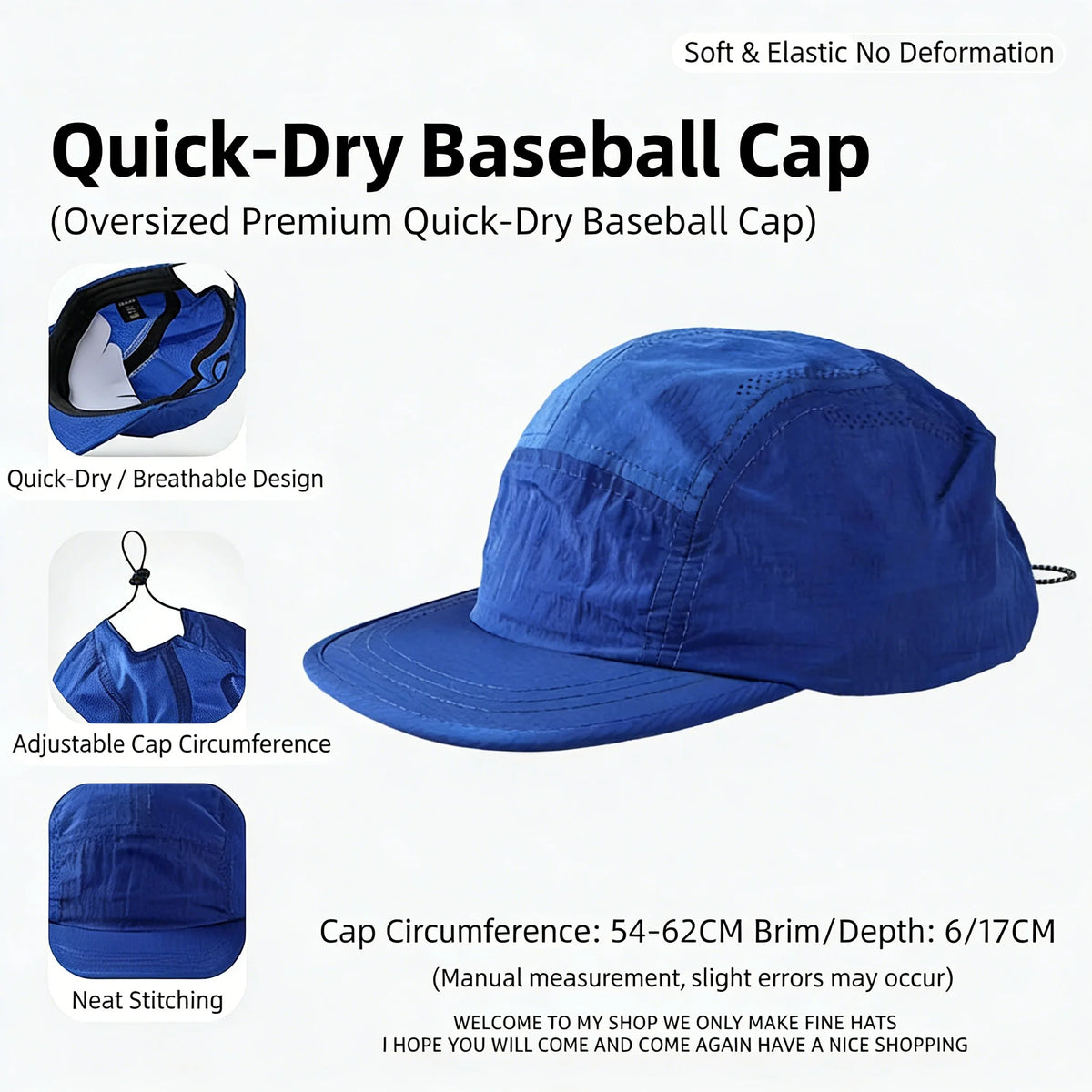 UPF50 Quick-Dry 5-Panel Sun Cap – Ultralight Foldable Outdoor Hat