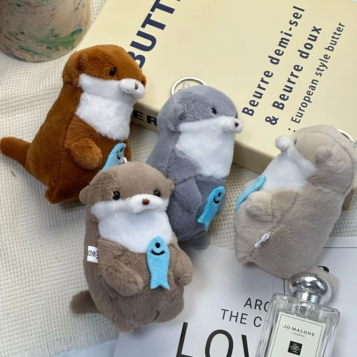 Cute Otter Plush Keychain Pendant – Kawaii Stuffed Animal Doll