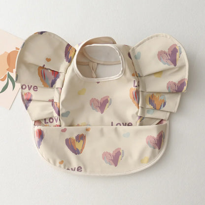 Waterproof Baby Bib with Pocket & Ruffle Sleeves