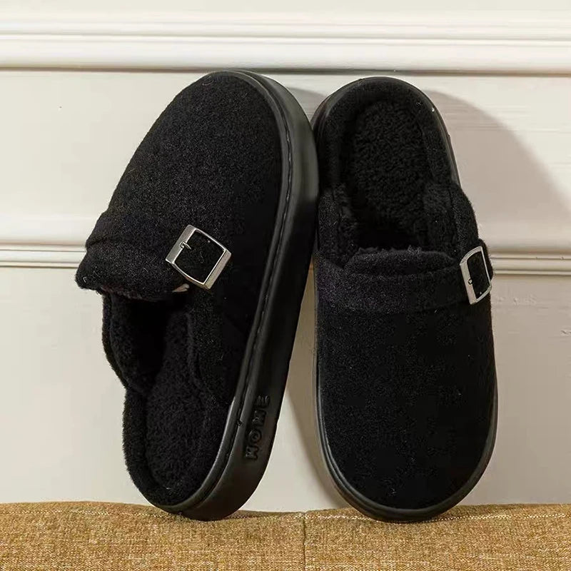 Plush Platform Slippers – Women's Fuzzy Indoor House Shoes