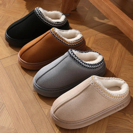 Fluffy Platform Slippers – Warm Plush Winter House Shoes
