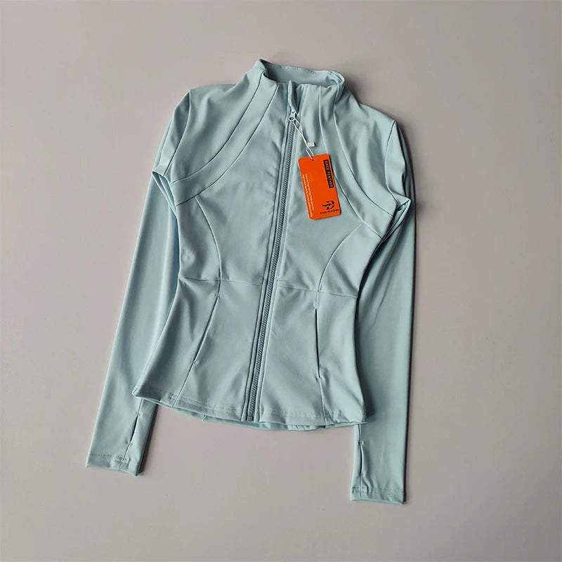 Women's Zip-Up Athletic Jacket – Slim Fit Long Sleeve Sports Coat