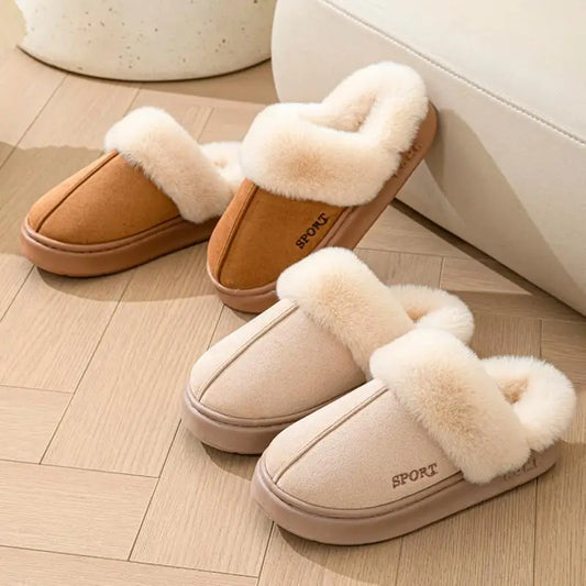 Fluffy Winter Slippers for Women – Warm Plush House Shoes