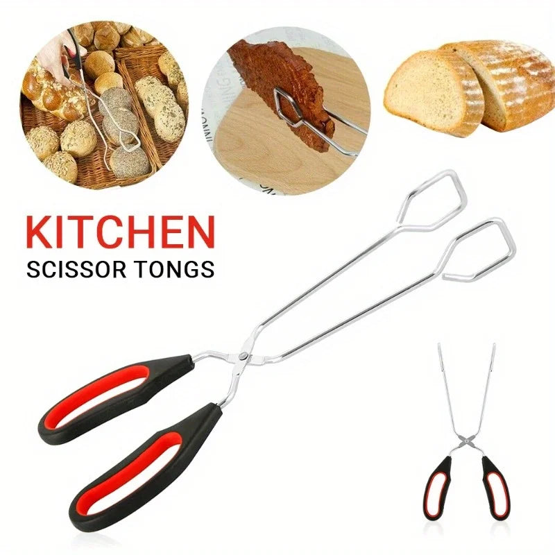 BBQ Scissor Tongs – Non-Slip Grilling & Baking Clip