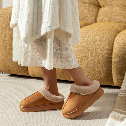 Winter Slippers with Fluffy Fur Lining – Anti-Slip Thick Sole for Indoor & Outdoor