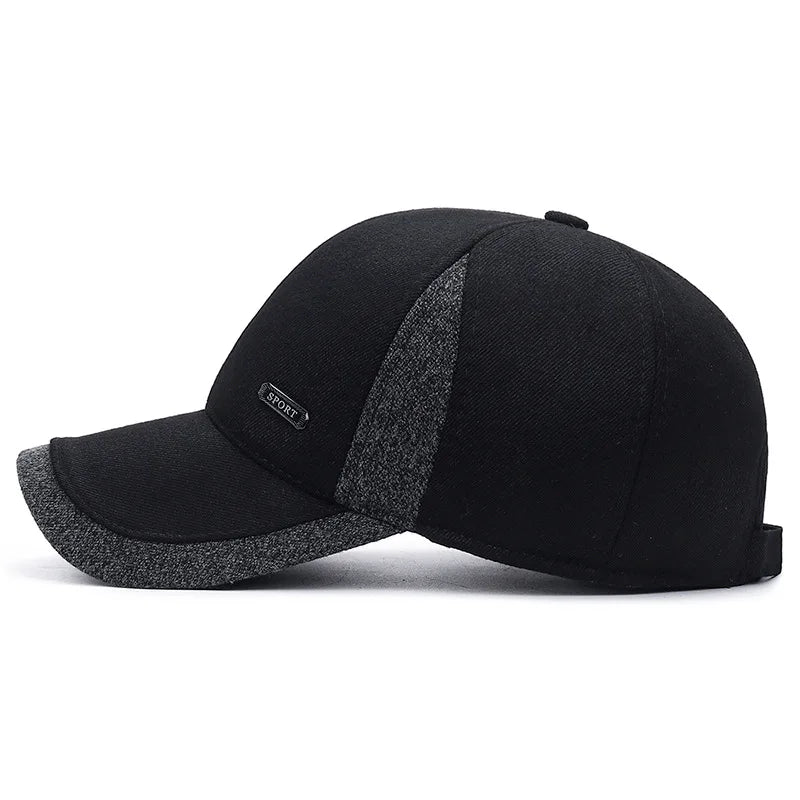 Winter Baseball Cap with Ear Flaps – Thick Warm Hat for Men