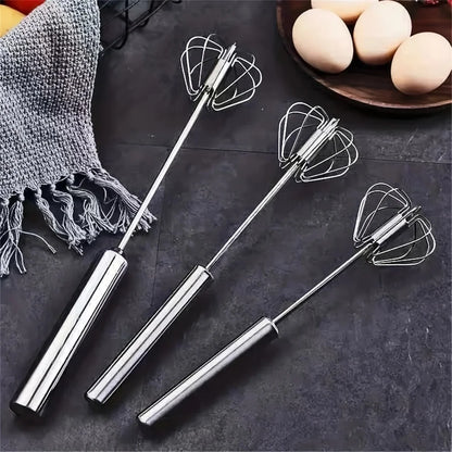 Stainless Steel Rotary Egg Whisk – Semi-Automatic Hand Mixer