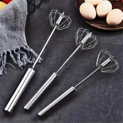 Stainless Steel Rotary Egg Whisk – Semi-Automatic Hand Mixer