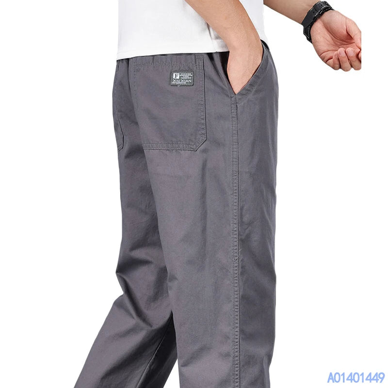 Men's Plus Size Relaxed Fit Casual Pants – Elastic Waist Cotton Trousers