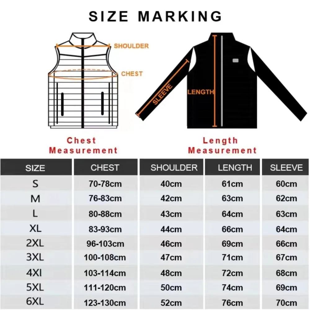 USB Heated Jacket with Up to 25 Heating Zones