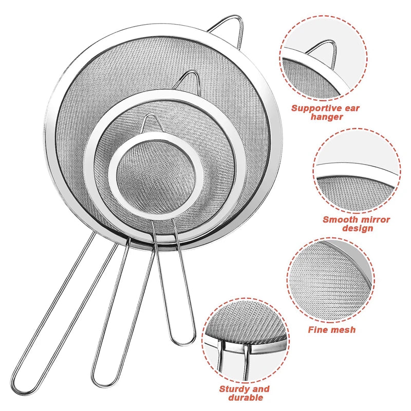 Stainless Steel Fine Mesh Strainer – Sieve & Sifter for Kitchen