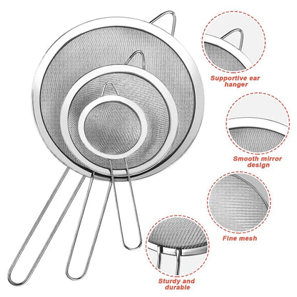 Stainless Steel Fine Mesh Strainer – Sieve & Sifter for Kitchen