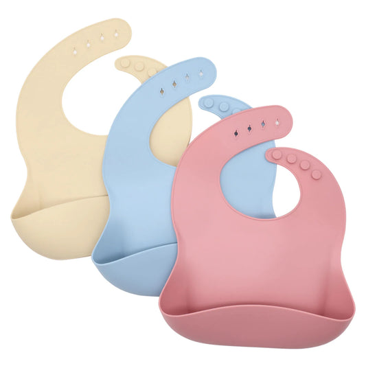 Silicone Baby Bib with Food Catcher Pocket – Adjustable
