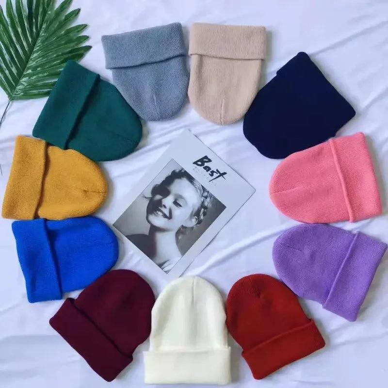 Knit Beanie Hat Warm Stretch Crochet Cap for Women & Men