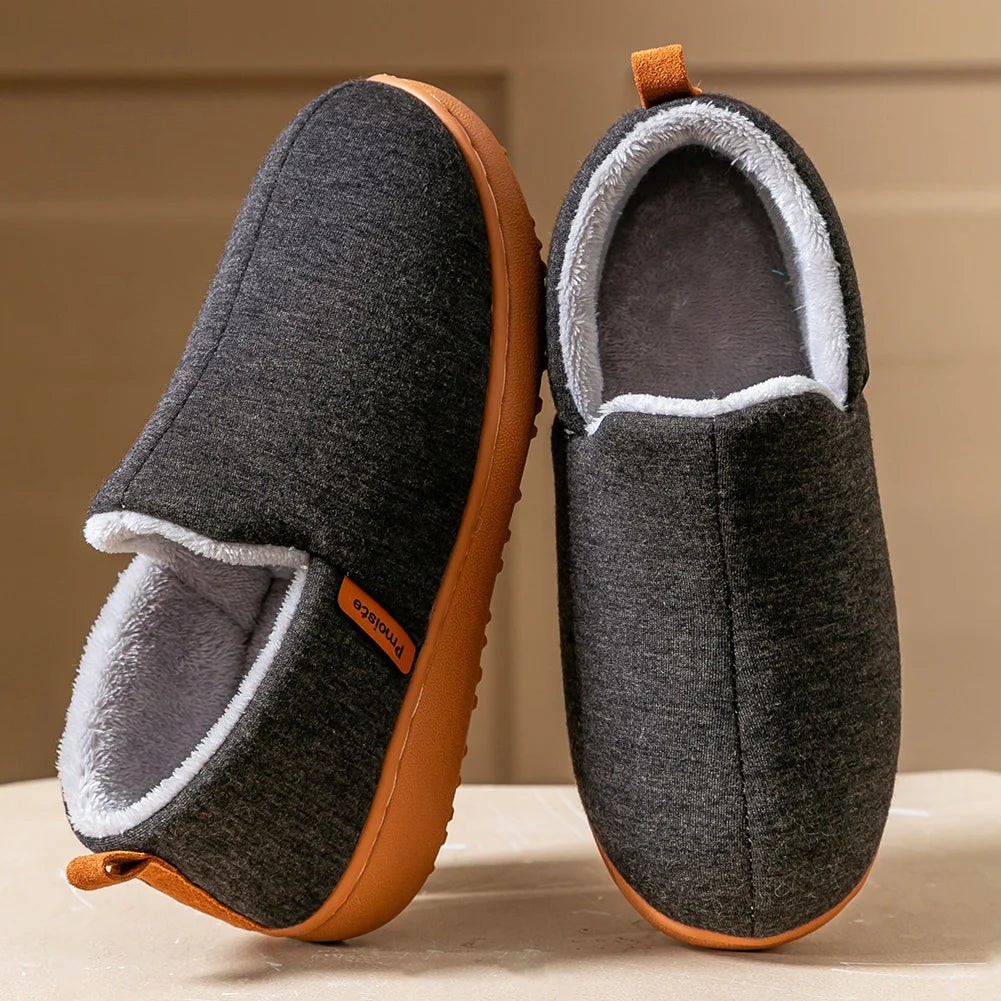 Memory Foam House Slippers – Warm Fleece-Lined Slip-On Home Shoes