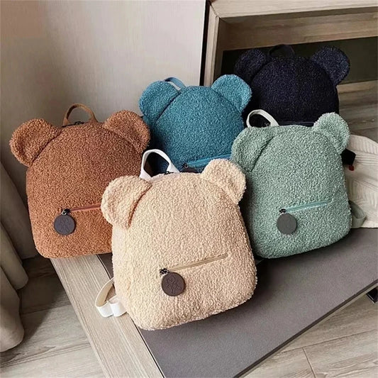 Cute Bear Ear Fleece Mini Backpack for Kids & Girls