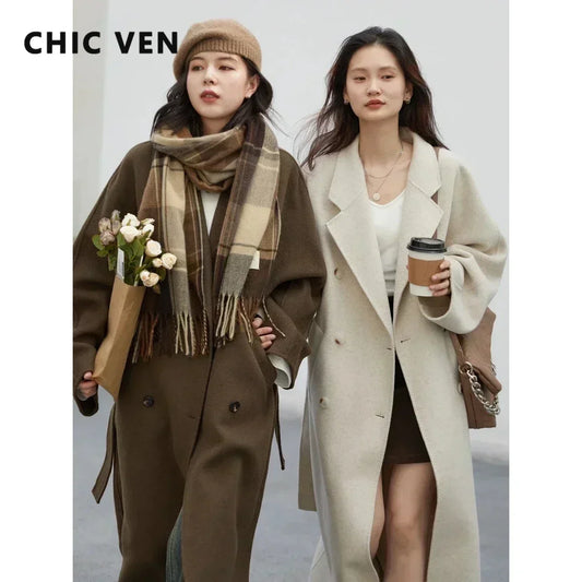 Women's Double-Sided Wool Overcoat – Retro Loose Double-Breasted Long Coat